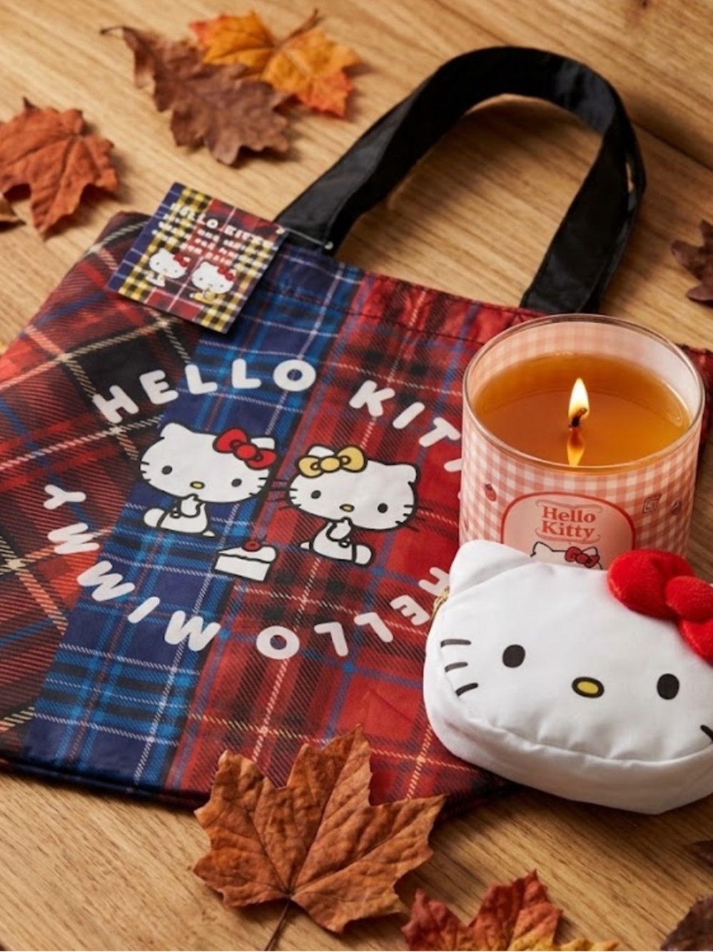 Hello Kitty Plaid Tote with Character Pouch goose creek apple tart nwt 2 pc